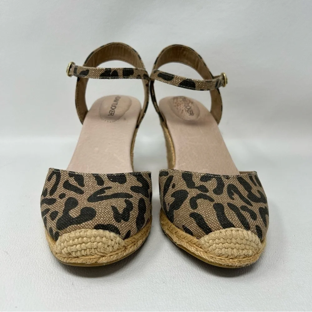 Adam Tucker Espadrille Leopard Print Wedges, Women’s Size 7M